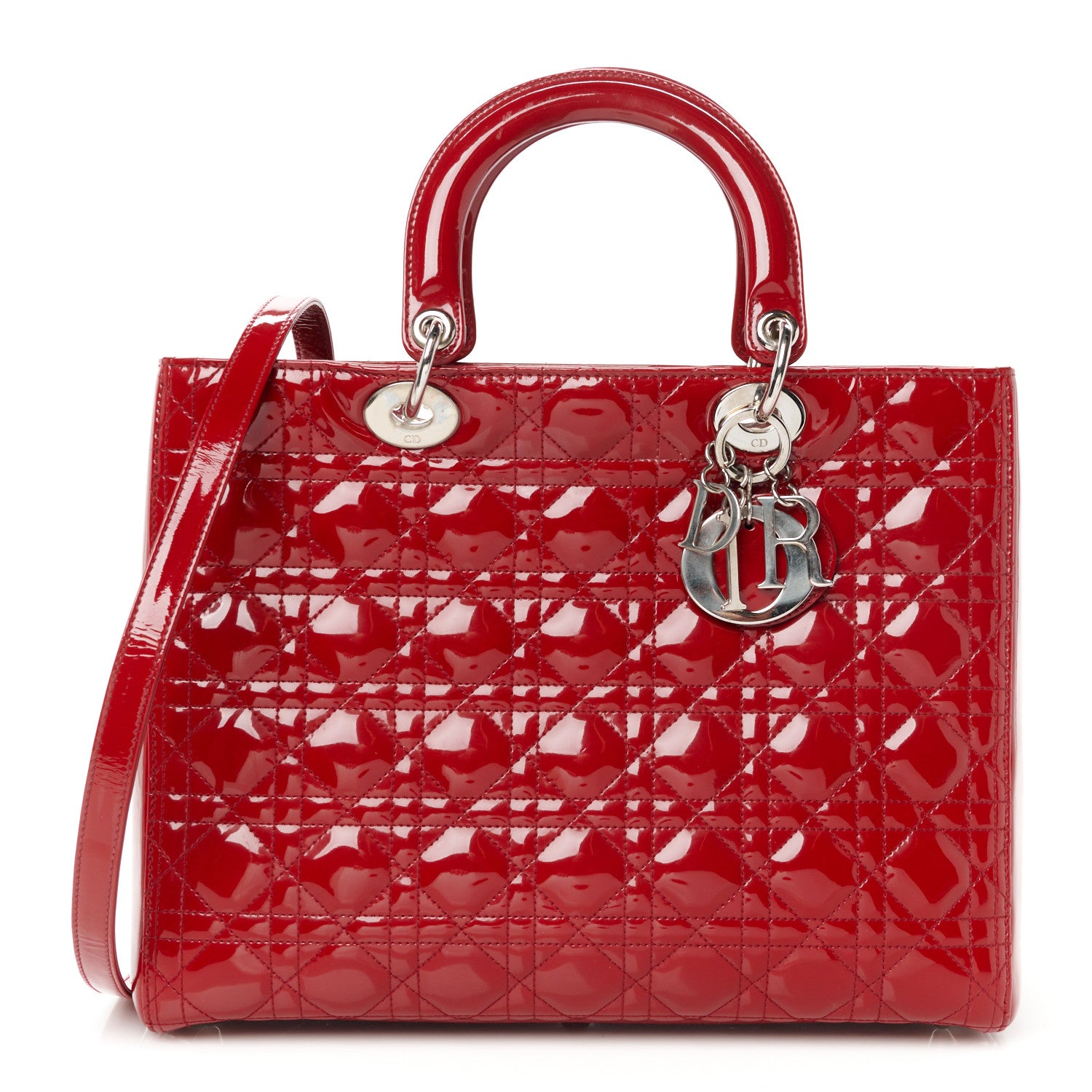 Christian Dior Patent Cannage Large Lady Dior Red 1 of 10