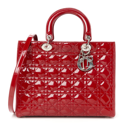 Christian Dior Patent Cannage Large Lady Dior Red 1 of 10