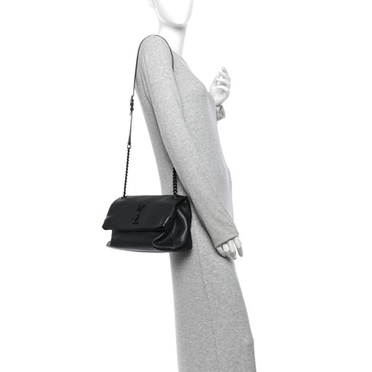Saint Laurent Grain De Poudre Medium West Hollywood Monogram Fold-Over Black 2 of 10