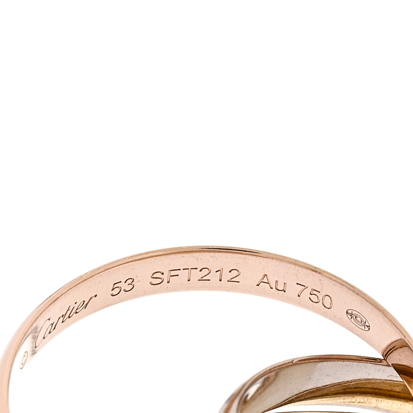 18K Pink Yellow White Gold Small Trinity Ring 53 6.5