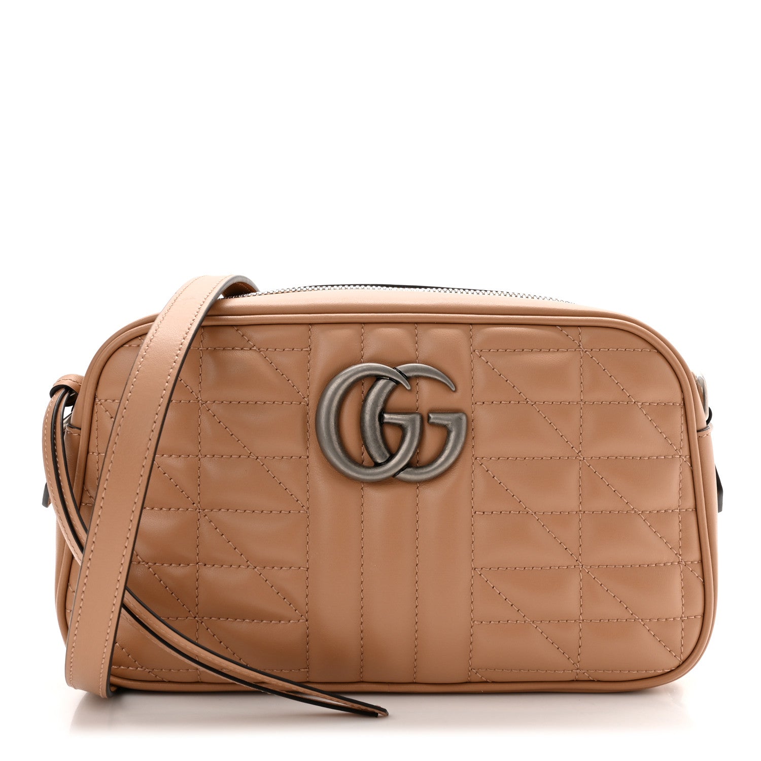 Gucci Calfskin Matelasse Aria Small GG Marmont Chain Shoulder Bag Camelia 1 of 11