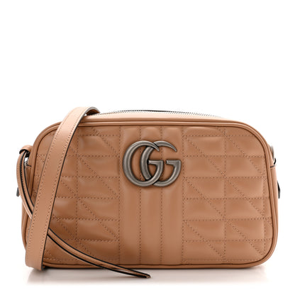Gucci Calfskin Matelasse Aria Small GG Marmont Chain Shoulder Bag Camelia 1 of 11