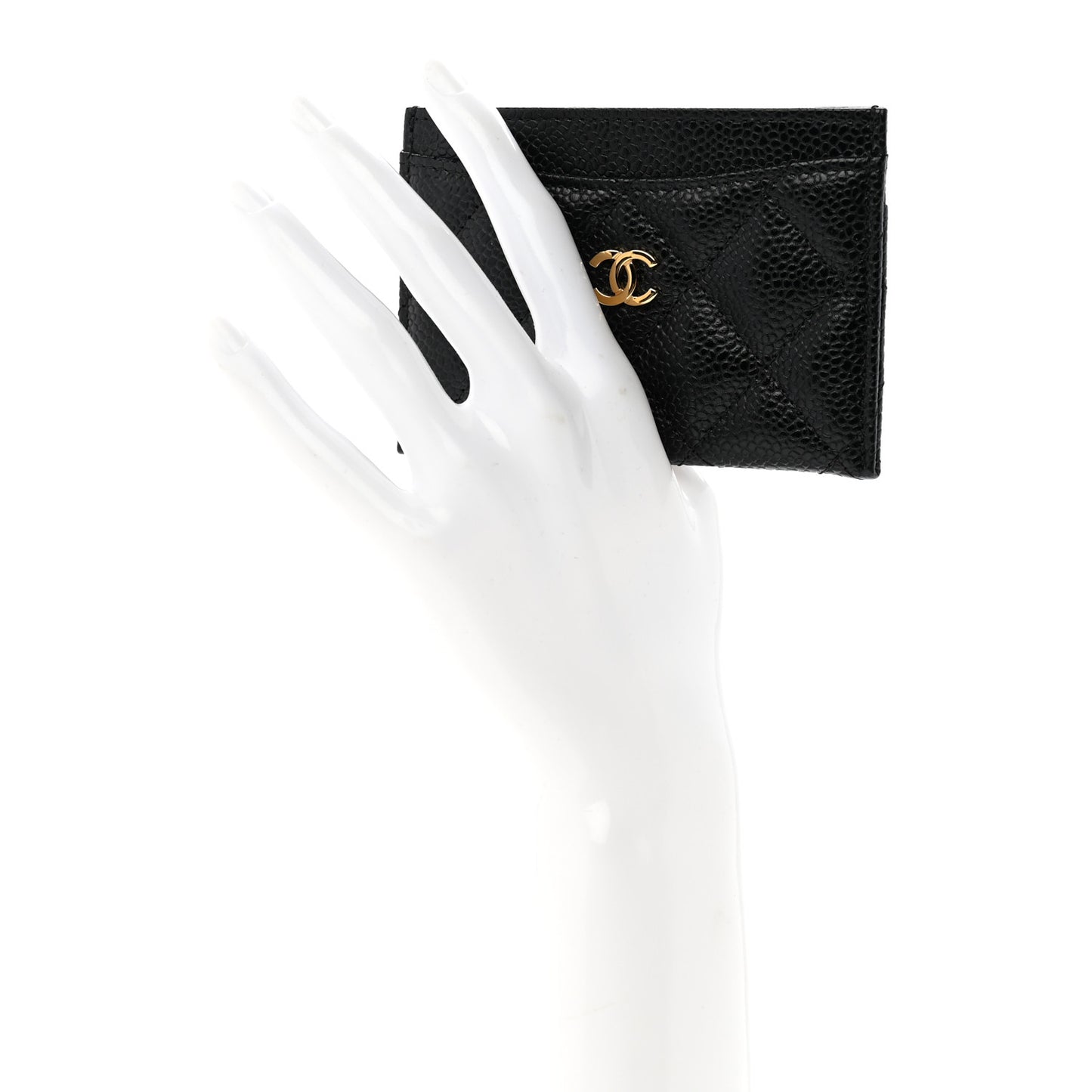 Caviar Quilted Card Holder Black