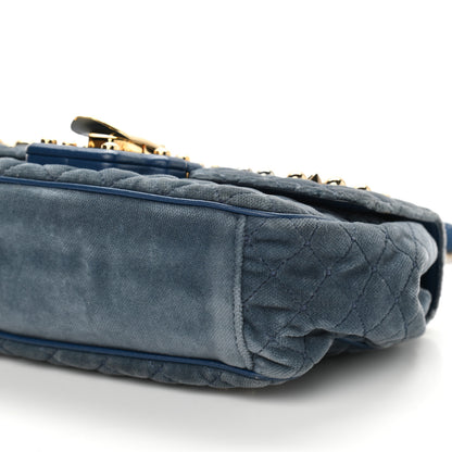 Dolce & Gabbana Velvet Watersnake Embellished Quilted Lucia Shoulder Bag Blue 11 of 11