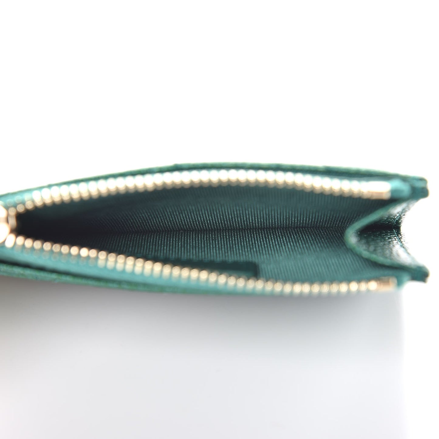 Metallic Caviar Quilted CC Zip Card Holder Green