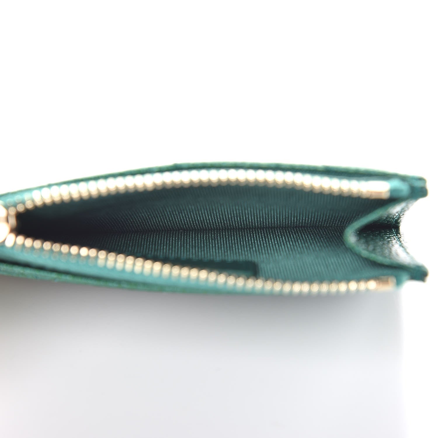 Chanel Metallic Caviar Quilted CC Zip Card Holder Green 7 of 8