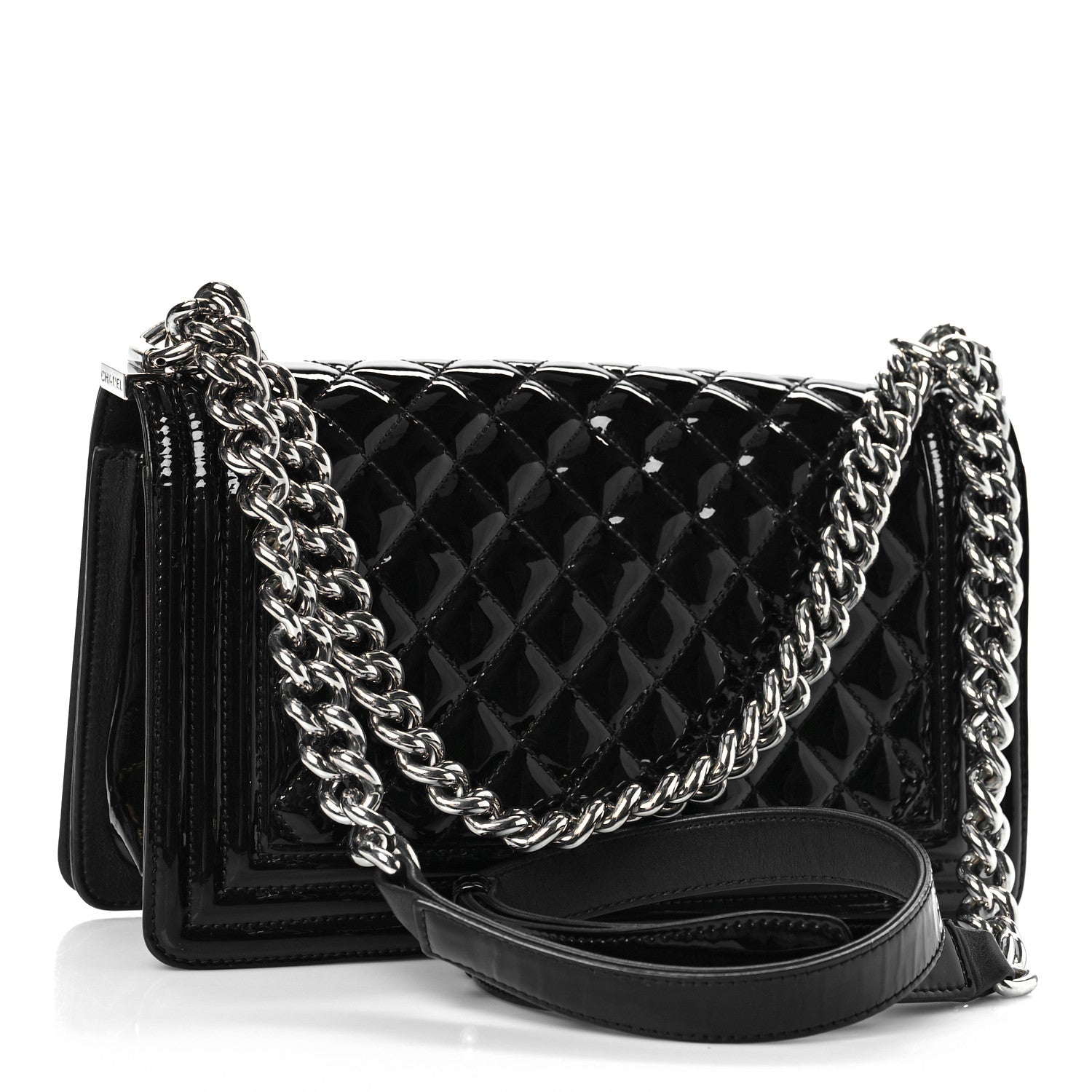 Chanel Patent Calfskin Quilted Medium Plexiglass Boy Flap Black 3 of 10
