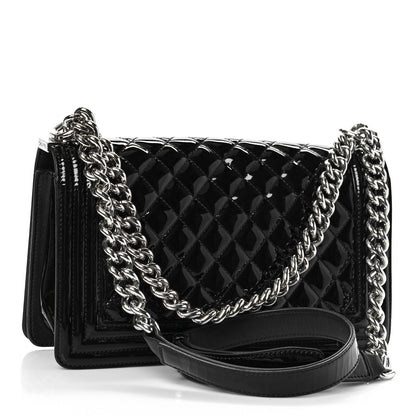 Chanel Patent Calfskin Quilted Medium Plexiglass Boy Flap Black 3 of 10