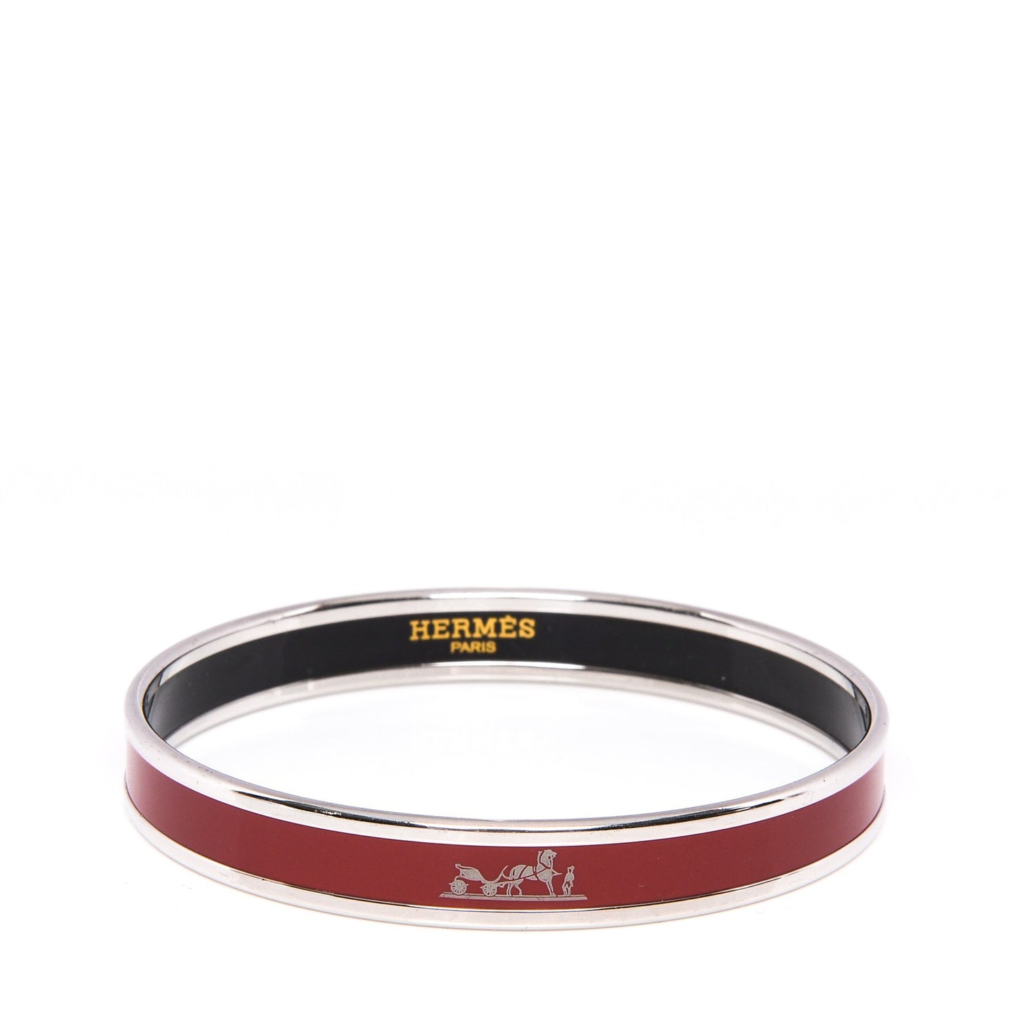 Enamel Printed Narrow Caleche Bracelet 62 Rouge H
