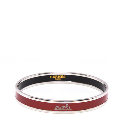 Hermes Enamel Printed Narrow Caleche Bracelet 62 Rouge H 1 of 6