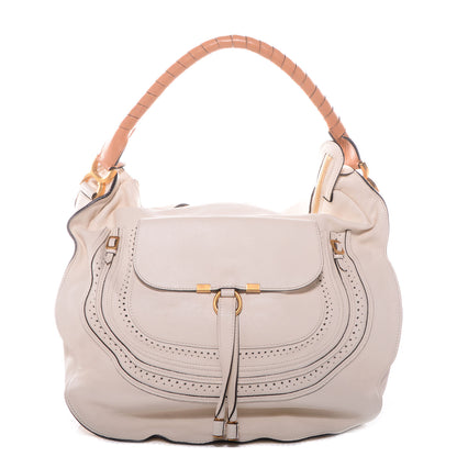 Chloe Calfskin Perforated Large Marcie Animation Satchel Porcelain 1 of 9