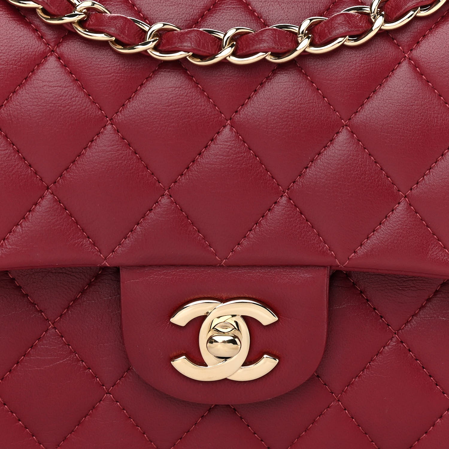 Chanel Lambskin Quilted Medium Double Flap Burgundy 10 of 10