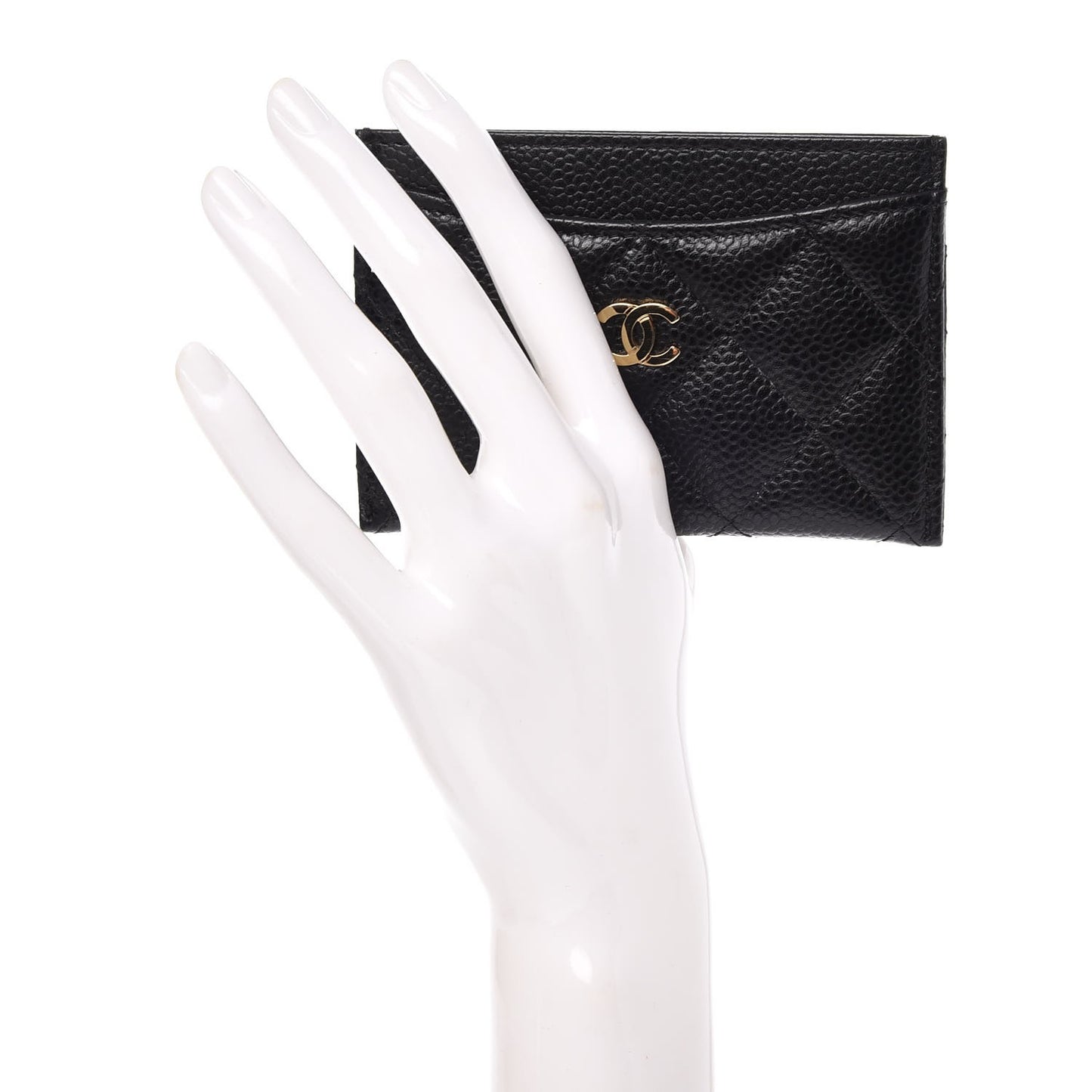 Caviar Quilted Card Holder Black