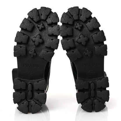Prada Spazzolato Rois Nylon Metal Triangle Logo Monolith Pouch Pocket 55mm Boots 38 Black 6 of 11