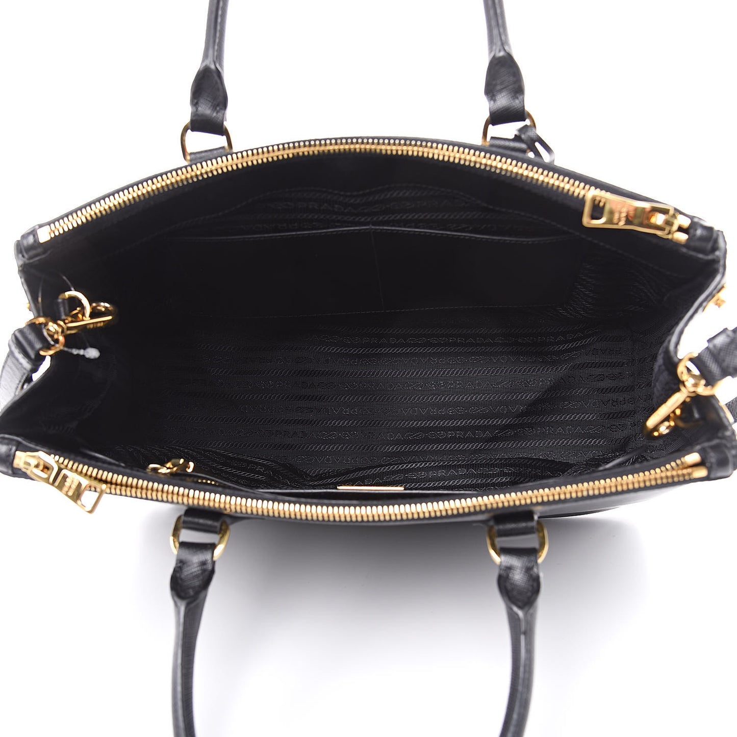 Saffiano Medium Galleria Double Zip Tote Black