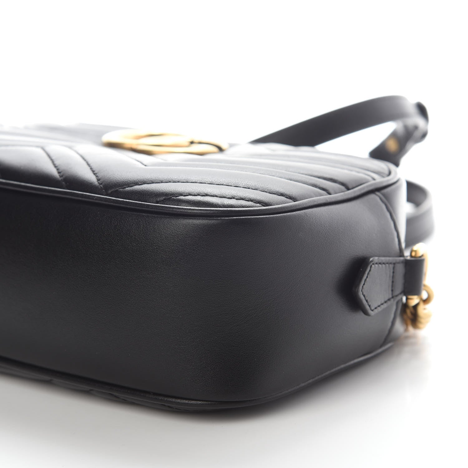 Gucci Calfskin Matelasse Small GG Marmont Chain Shoulder Bag Black 9 of 9