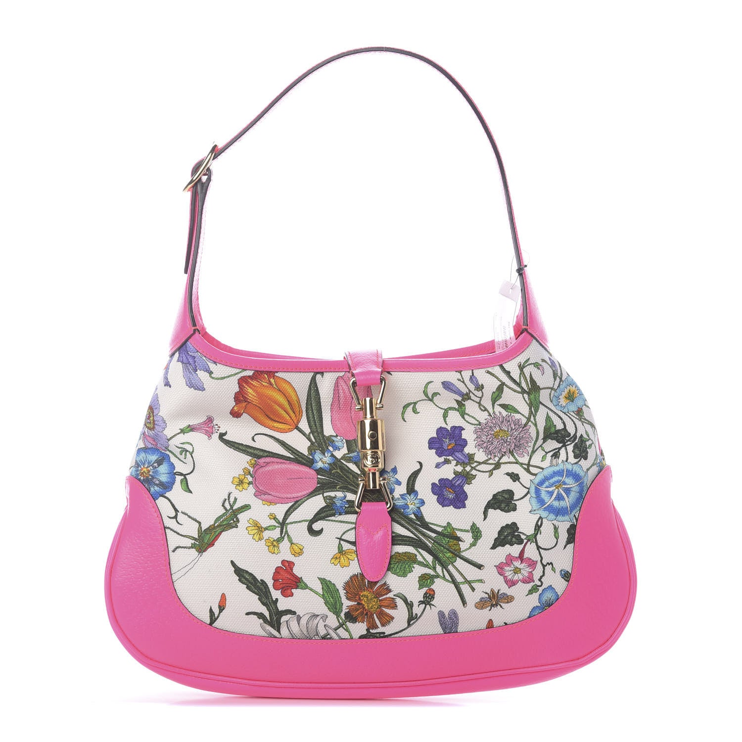 Gucci Canvas Flora Medium Jackie Hobo Fuchsia 1 of 9