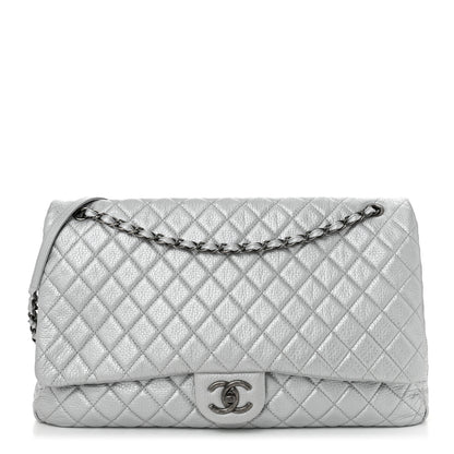 Chanel Metallic Calfskin Quilted XXL Travel Flap Bag Silver 1 of 9