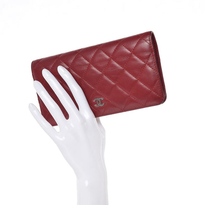Chanel Lambskin Quilted Yen Wallet Red 2 of 26