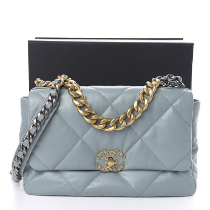 Chanel Goatskin Quilted Large 19 Flap Blue 11 of 11