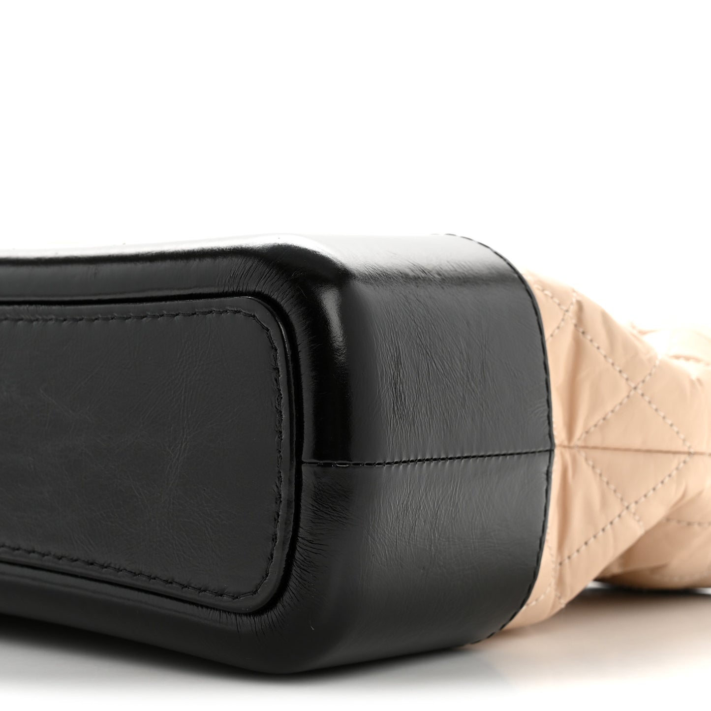Aged Calfskin Quilted Medium Gabrielle Hobo Beige Black