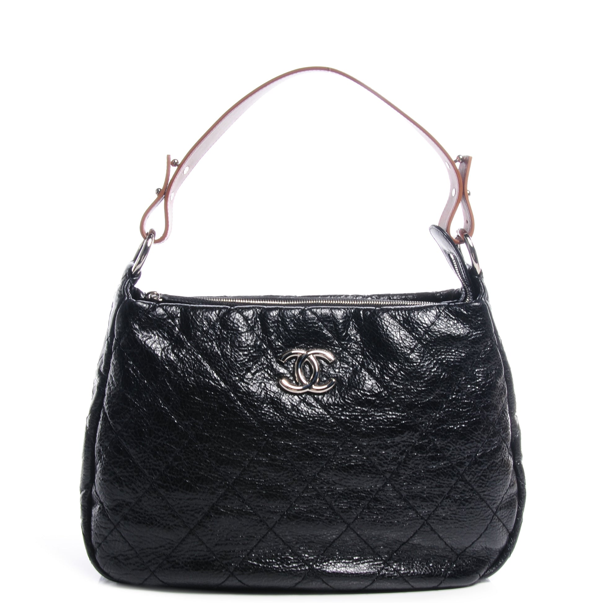 Chanel Glazed Calfskin On The Road Hobo Black 1 of 8