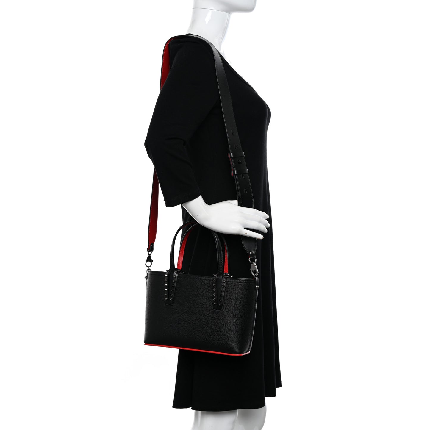 Calfskin Spikes Mini East West Cabata Tote Black