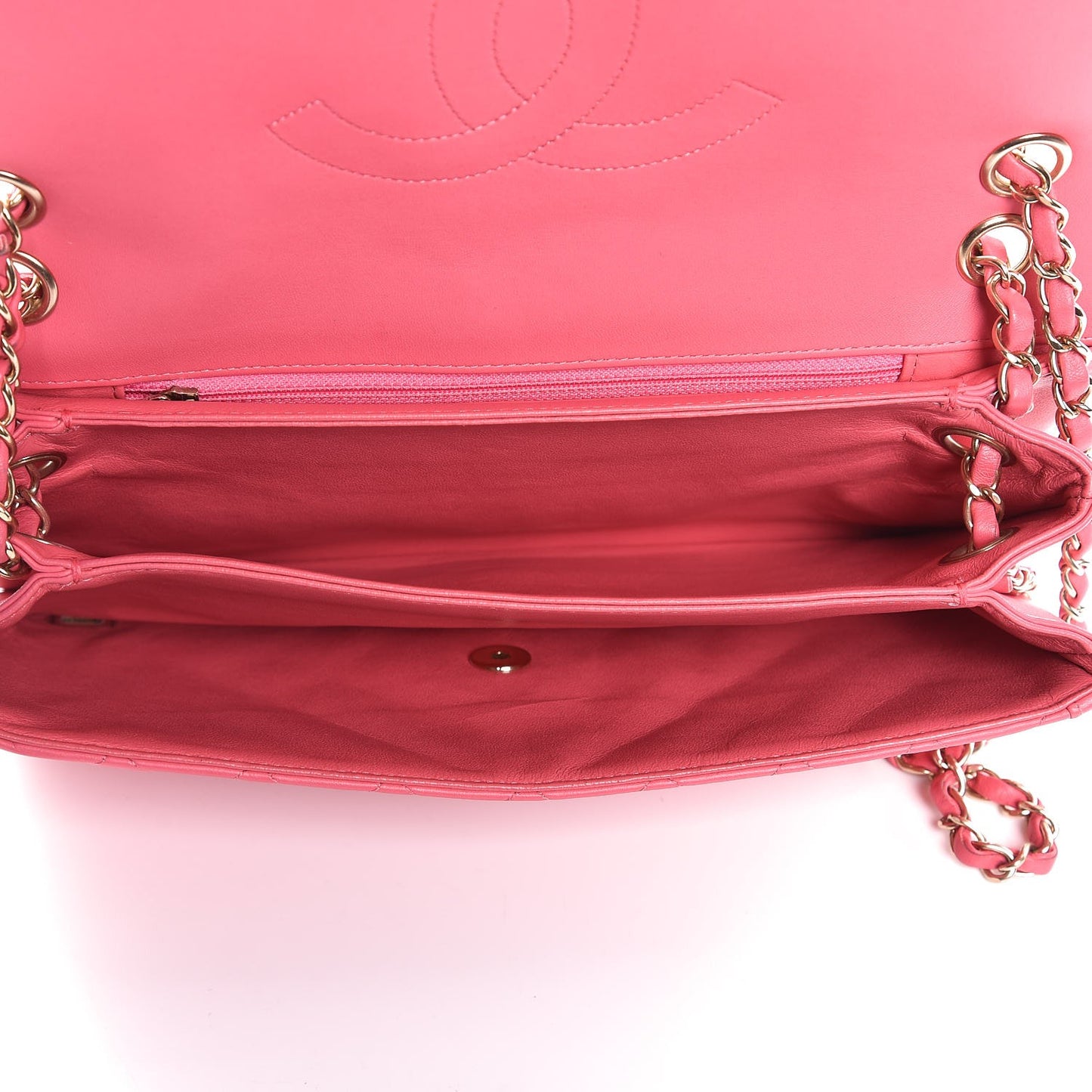 Lambskin Quilted 3 Pocket Flap Pink