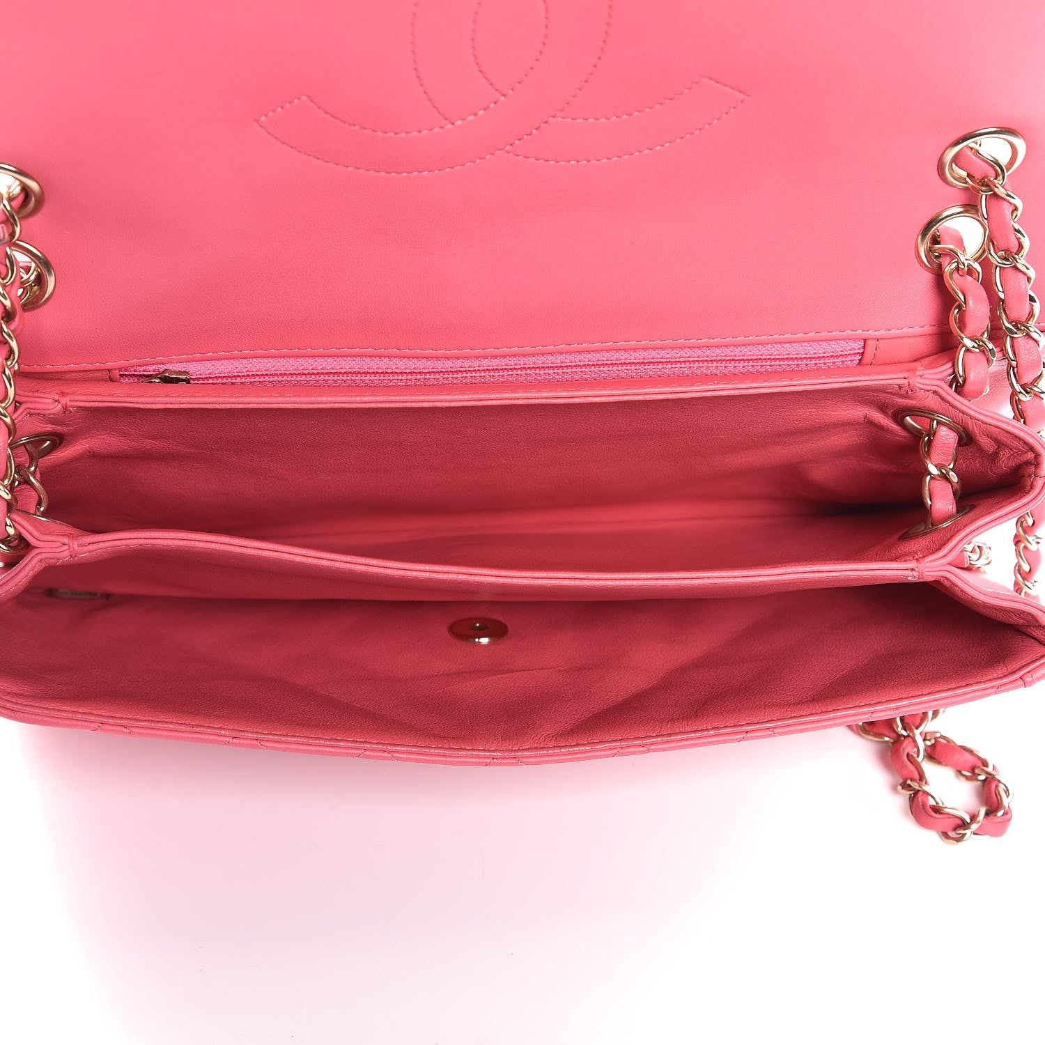 Chanel Lambskin Quilted 3 Pocket Flap Pink 6 of 8