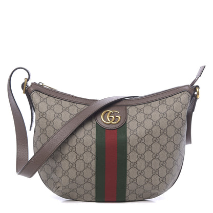 Gucci GG Supreme Monogram Web Small Ophidia Half Moon Hobo Brown 1 of 10
