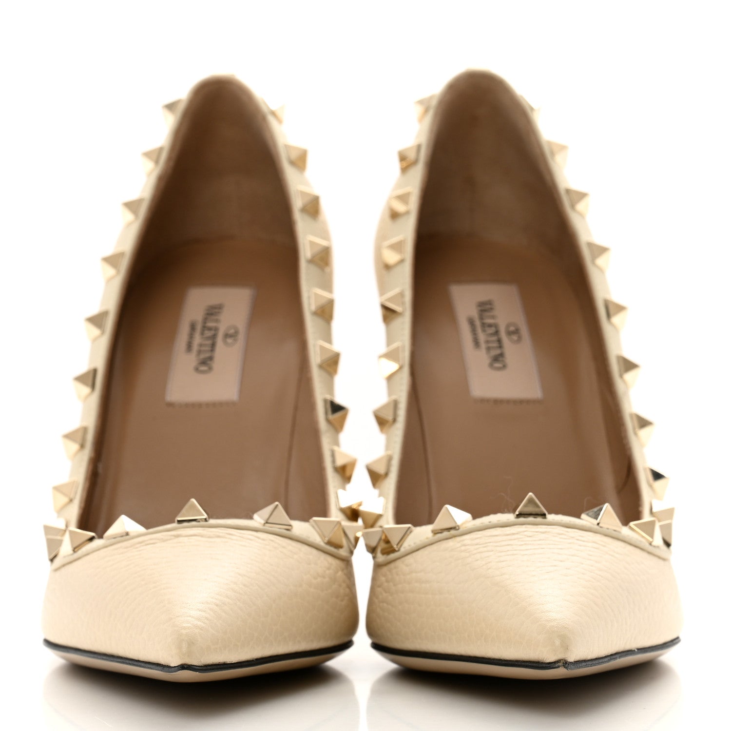 Valentino Garavani Pebbled Calfskin Rockstud 100mm Pumps 36.5 Ivory 3 of 11