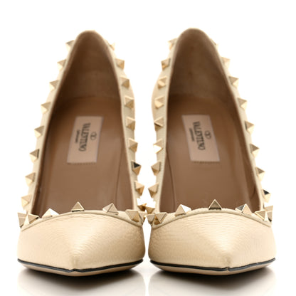 Valentino Garavani Pebbled Calfskin Rockstud 100mm Pumps 36.5 Ivory 3 of 11