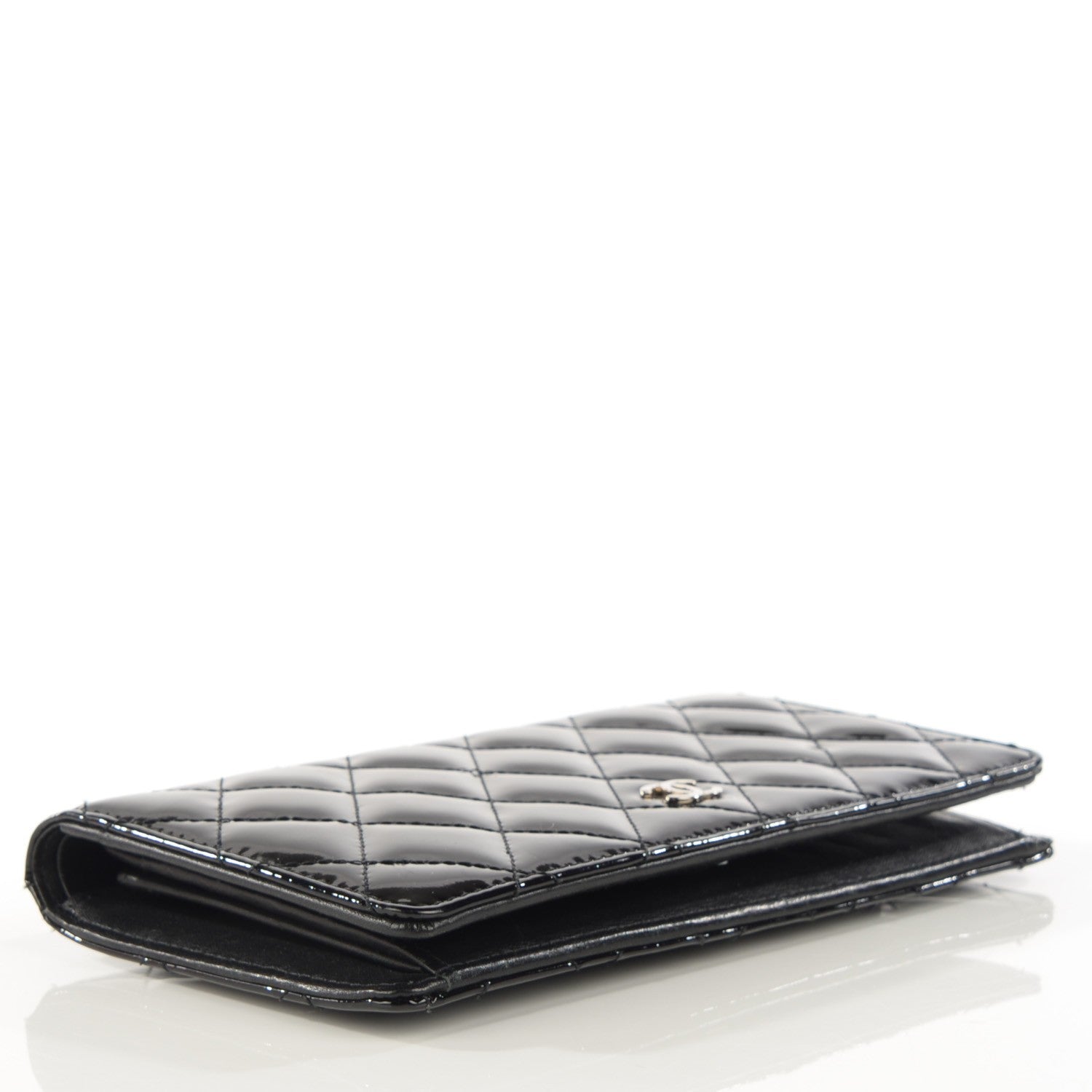 Chanel Patent Calfskin Quilted Yen Wallet Black 4 of 8