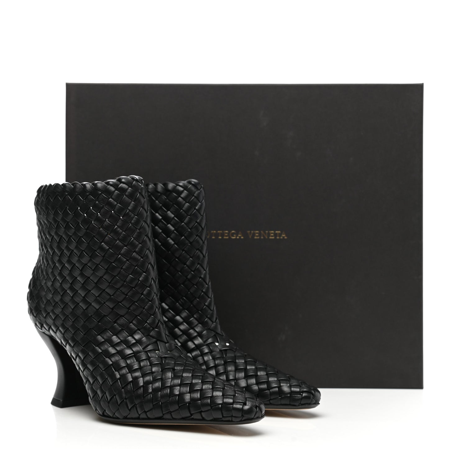 Nappa Intrecciato Ankle Boots 39 Black