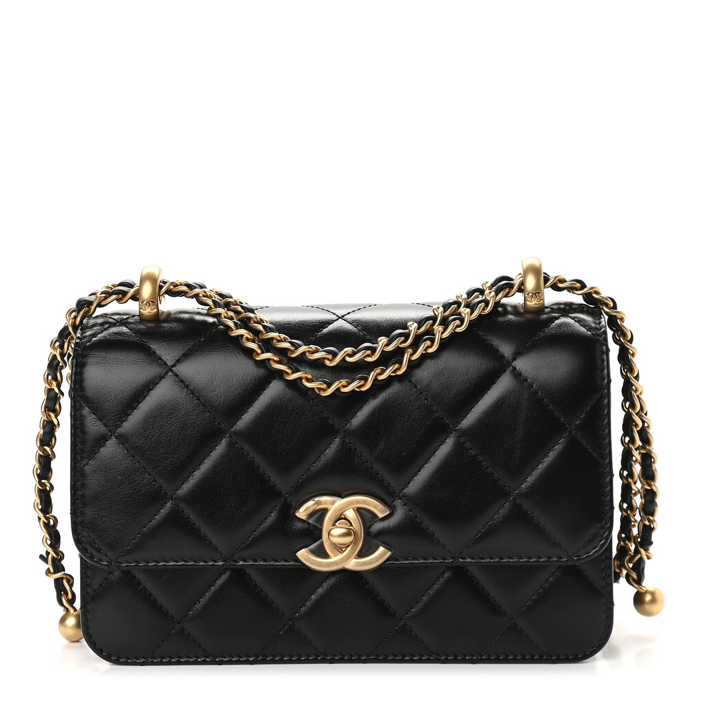 Calfskin Quilted Mini Perfect Fit Flap Black