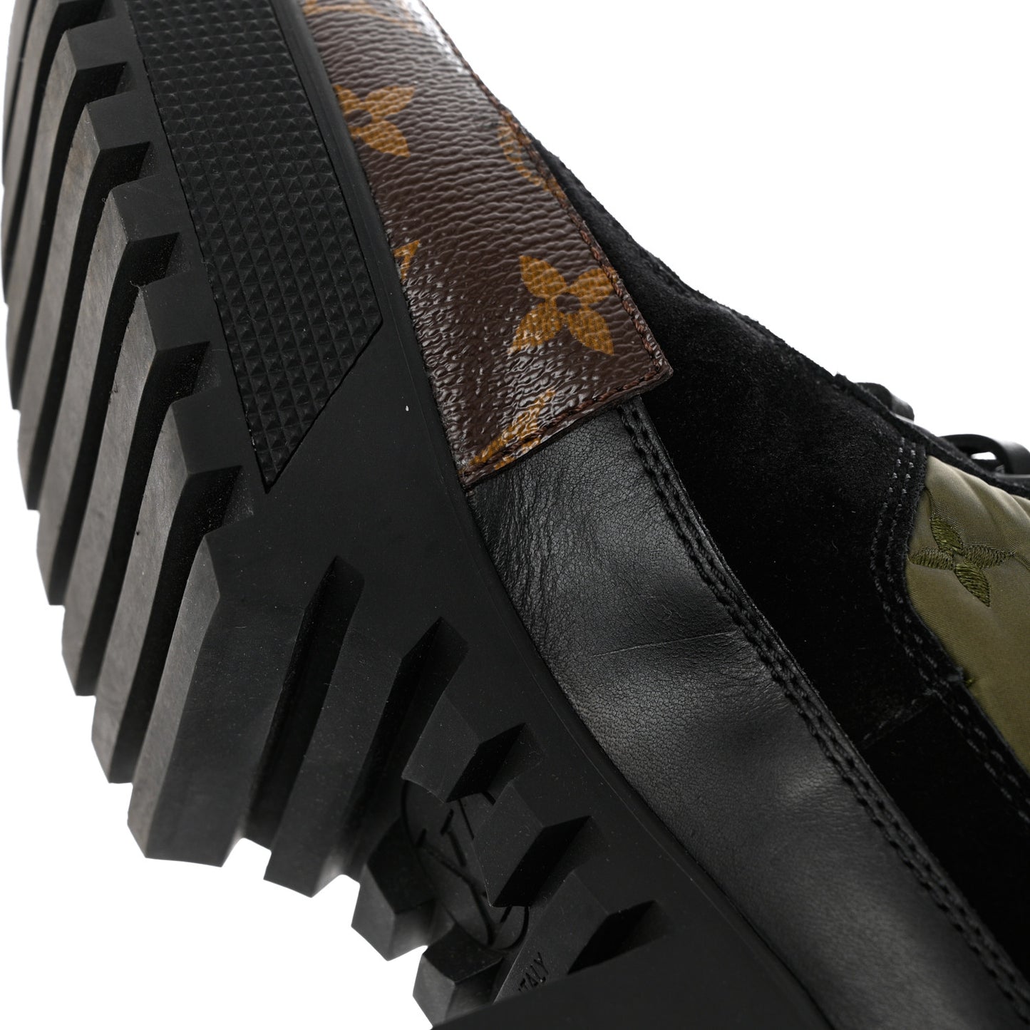Nylon Embroidered Monogram Suede Laureate Platform Desert Boots 40 Kaki