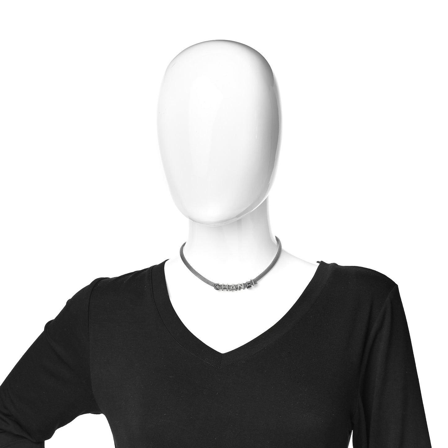 Metal Logo Choker Necklace Silver