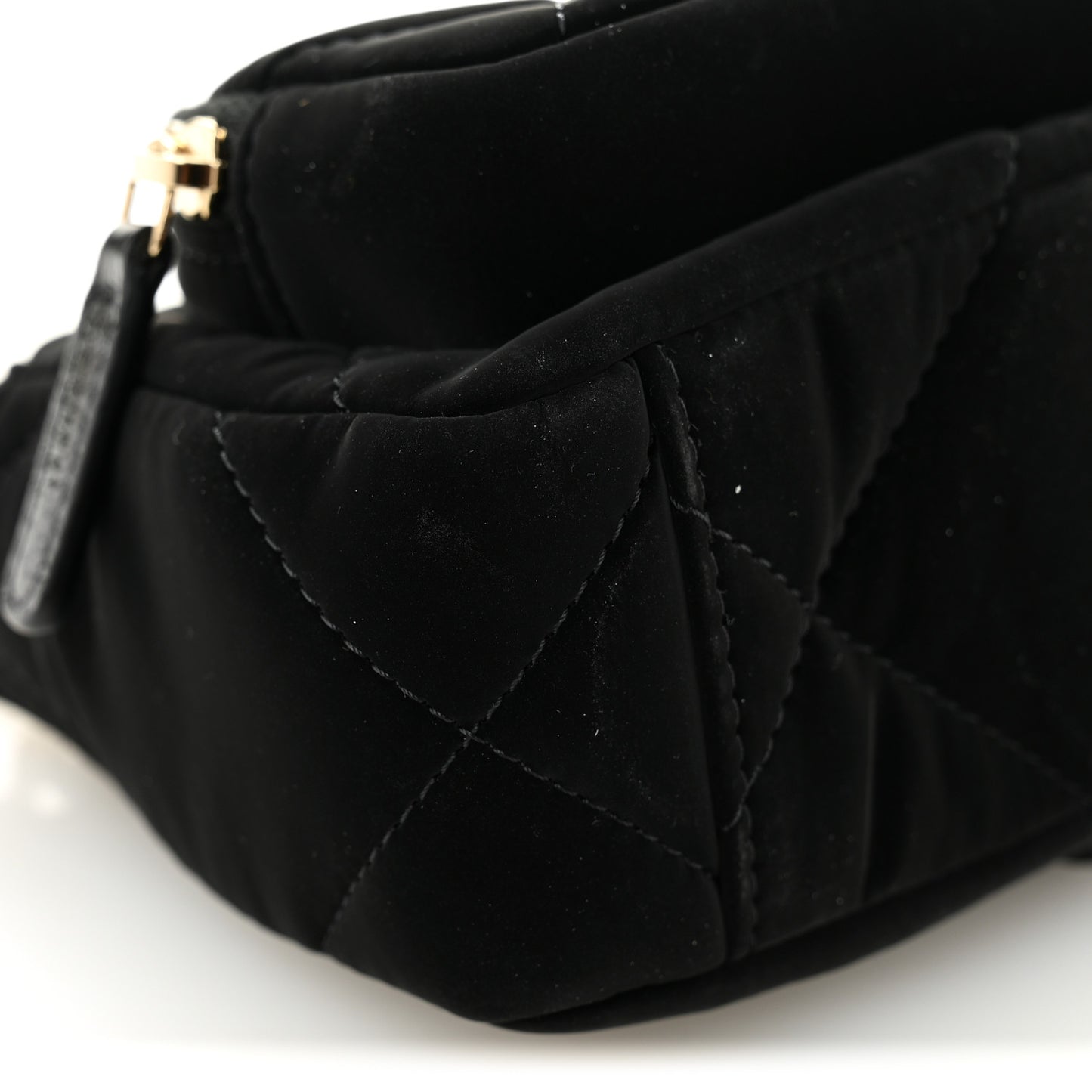 Velvet Effect Nylon Shiny Crumpled Calfskin Mini Quilted Chanel 25 Clutch With Chain Black