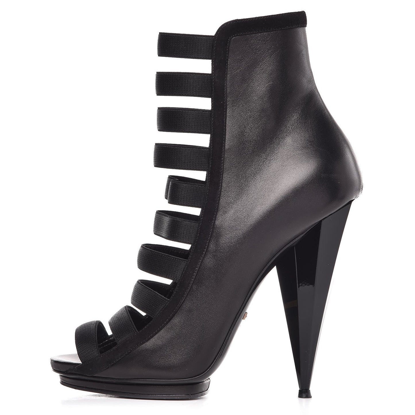 Nappa Kid Scamosciato Elastic Olimpia Open Toe Booties 40 Black