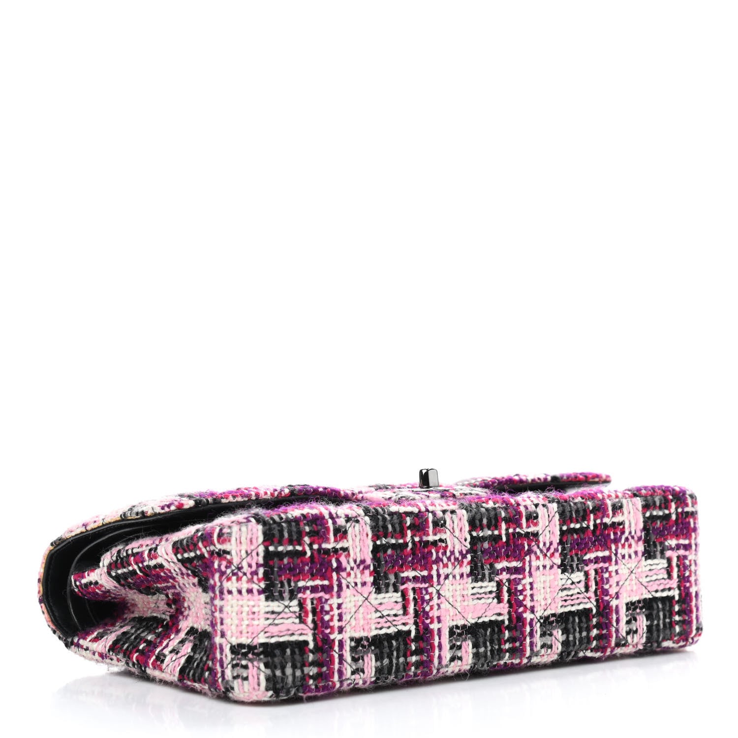 Chanel Tweed Quilted Medium Double Flap Pink Black 4 of 13