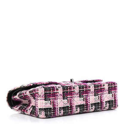 Chanel Tweed Quilted Medium Double Flap Pink Black 4 of 13