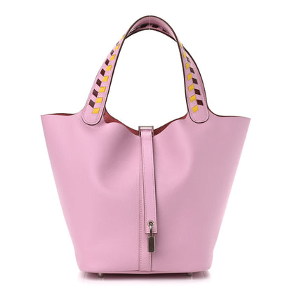 Hermes Epsom Tressage De Cuir Picotin Lock 22 MM Mauve Sylvestre Rouge H Jaune De Naples 1 of 10