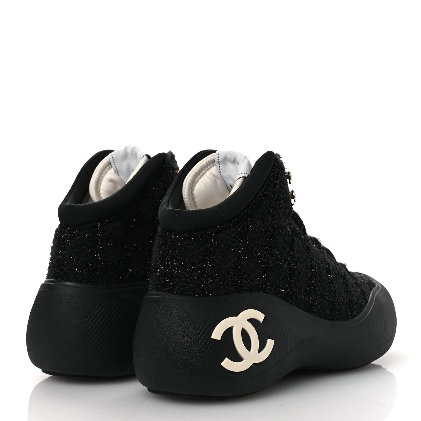 Tweed CC Lace Up Ankle Snow Boots 38.5 Black