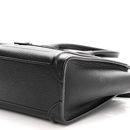 Celine Drummed Calfskin Nano Luggage Black 9 of 11