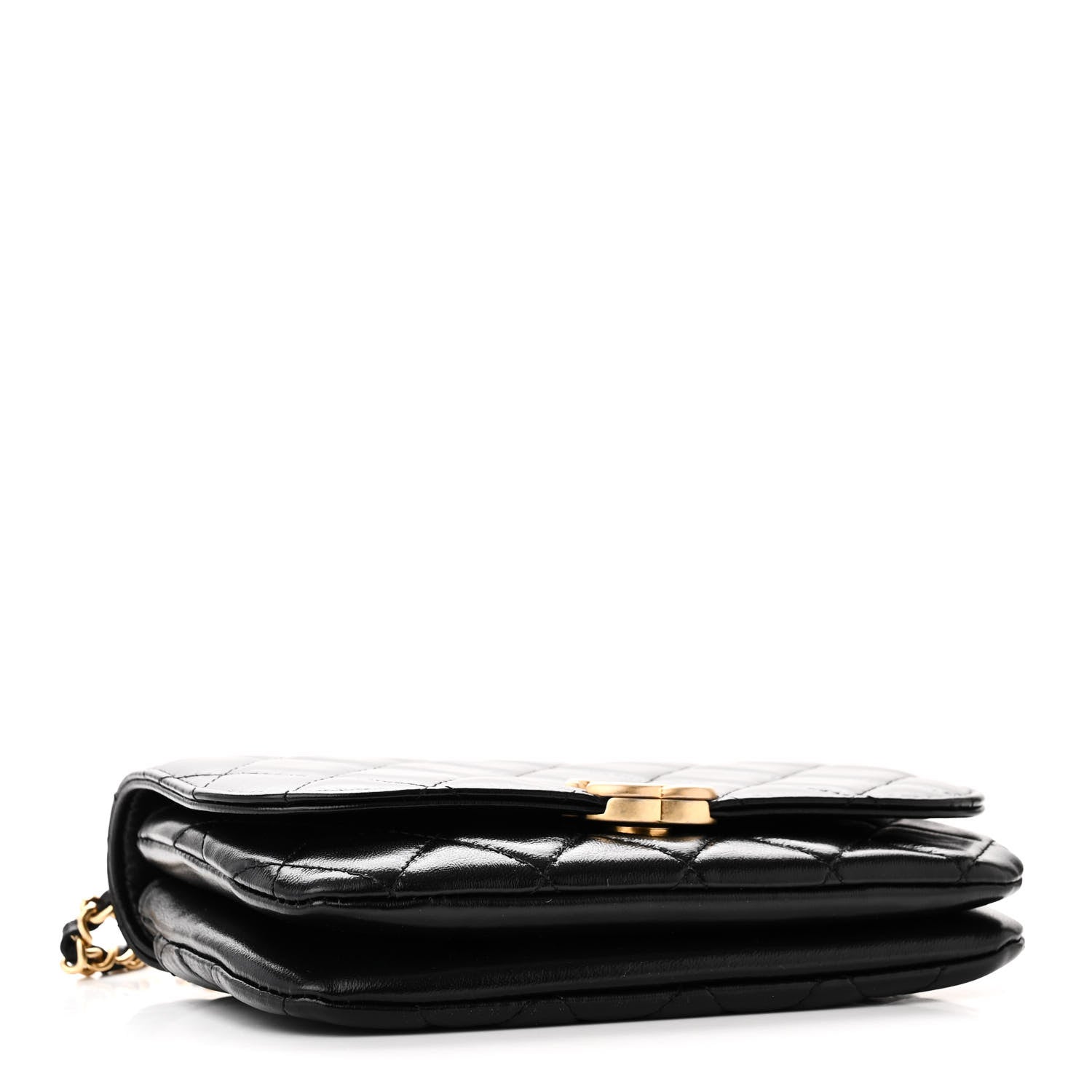 Chanel Shiny Lambskin Quilted Flap Phone Holder With Chain Black 4 of 11
