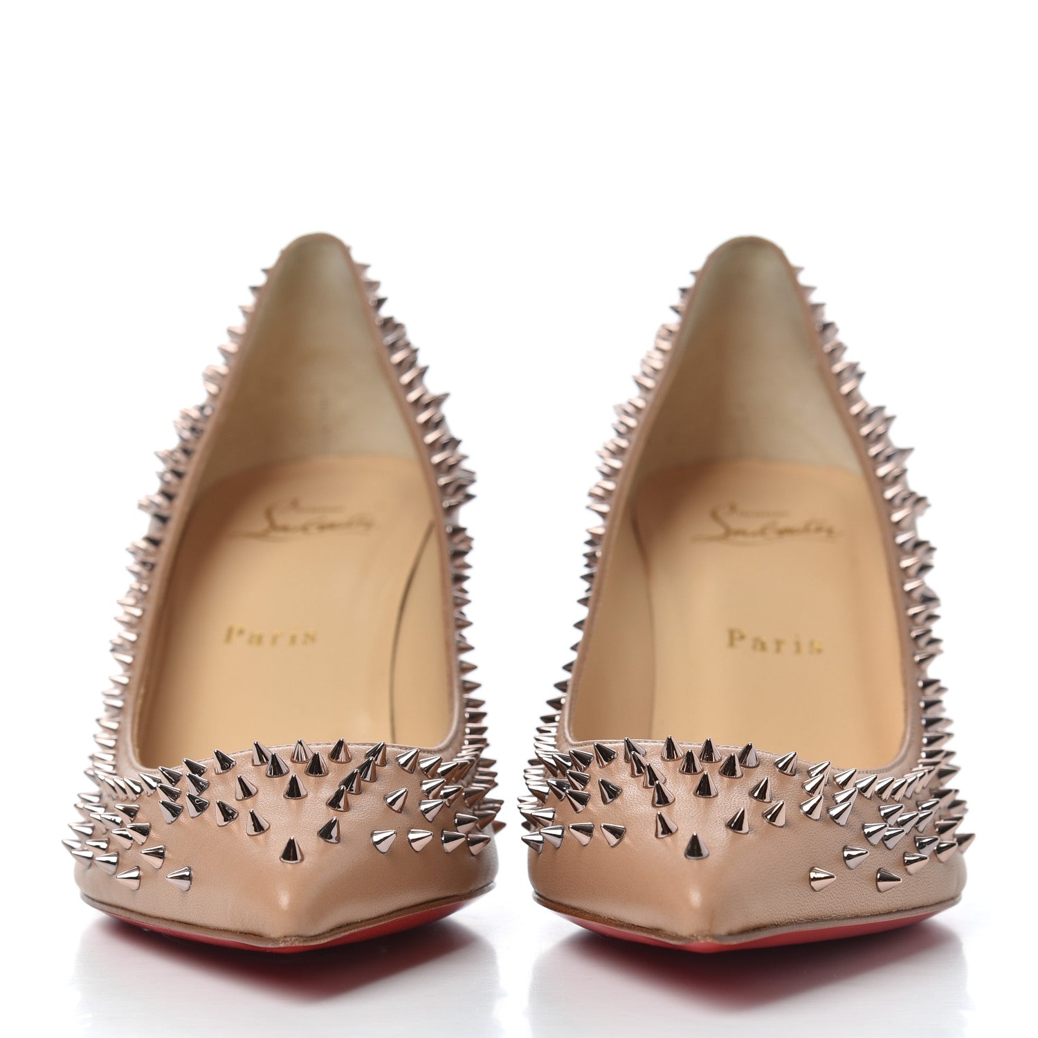 Christian Louboutin Nappa Studded Escarpic 70 Pumps 38.5 Nude Gold Rose 2 of 8