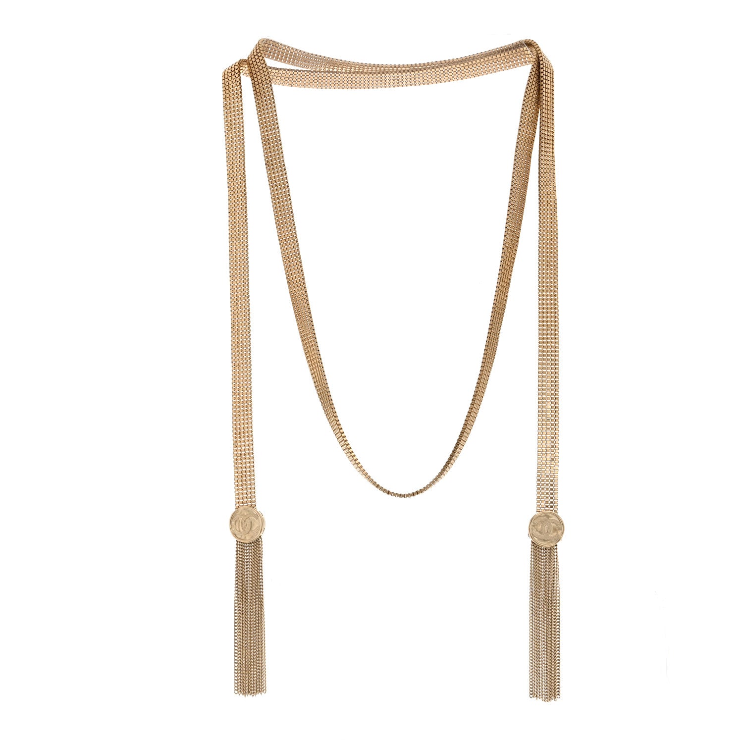 Chanel Metal CC Coin Fringe Chain Necklace Belt Gold 3 of 6