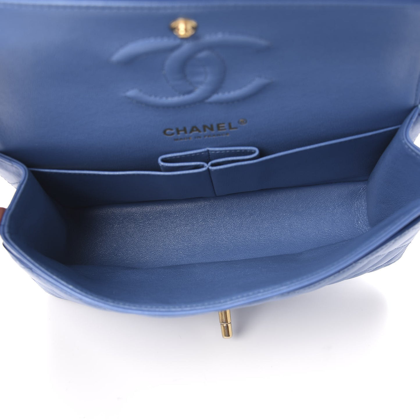 Lambskin Quilted Small Double Flap Blue