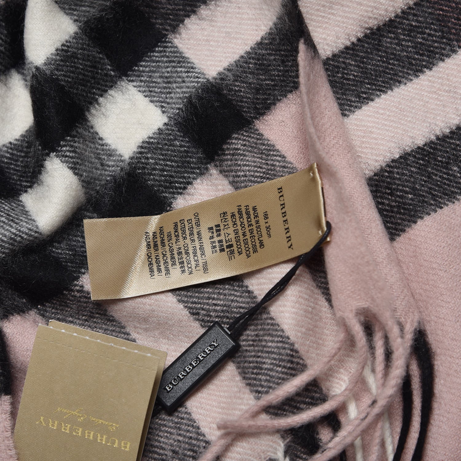Burberry Cashmere Giant Check Fringe Scarf Ash Rose 5 of 5
