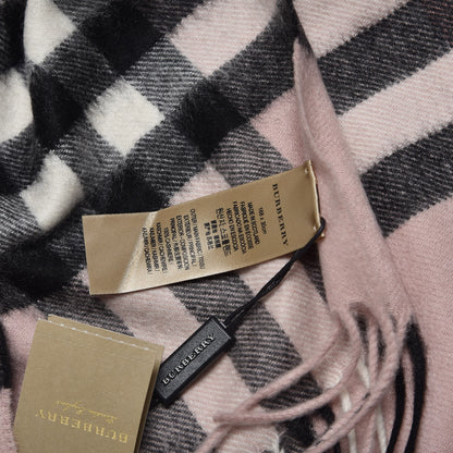 Burberry Cashmere Giant Check Fringe Scarf Ash Rose 5 of 5